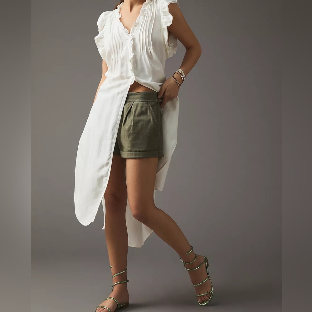 ByAnthropologie White Long Ruffled Tunic